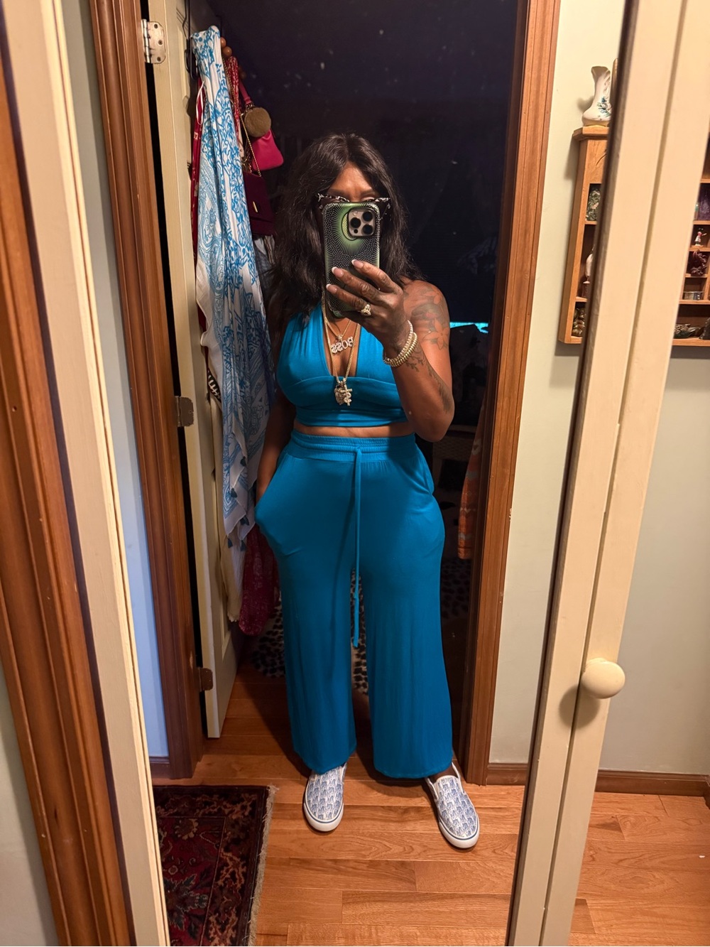 Sleeveless Teal Wide-Leg Jumpsuit
